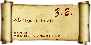 Zólyomi Ervin névjegykártya