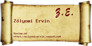Zólyomi Ervin névjegykártya